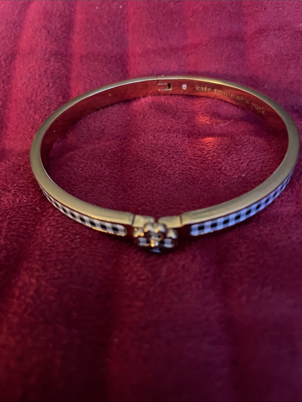 Kate Spade New York Gold Plaid Hinged Bracelet EUC